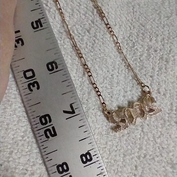 2002 goldtone Crystal curb chain graduation school necklace - Picture 7 of 7